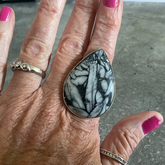 Gorgeous zebra jasper and sterling silver ring 925 stamped - Picture 7 of 7